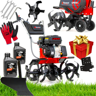 Rotátor Favorit PRO 86 cm 4100 W 9,5 HP + PLUH PRE KORIČOVÚ OBRÁBIČKU UNIVERZÁLNY KOĽOVAČ S NASTAVENÍM STRONG GLOBSTAL